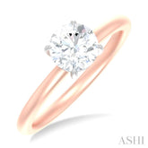 1/20 ctw Circular Shape Round Cut Diamond Semi Mount Engagement Ring in 14K Rose and White Gold